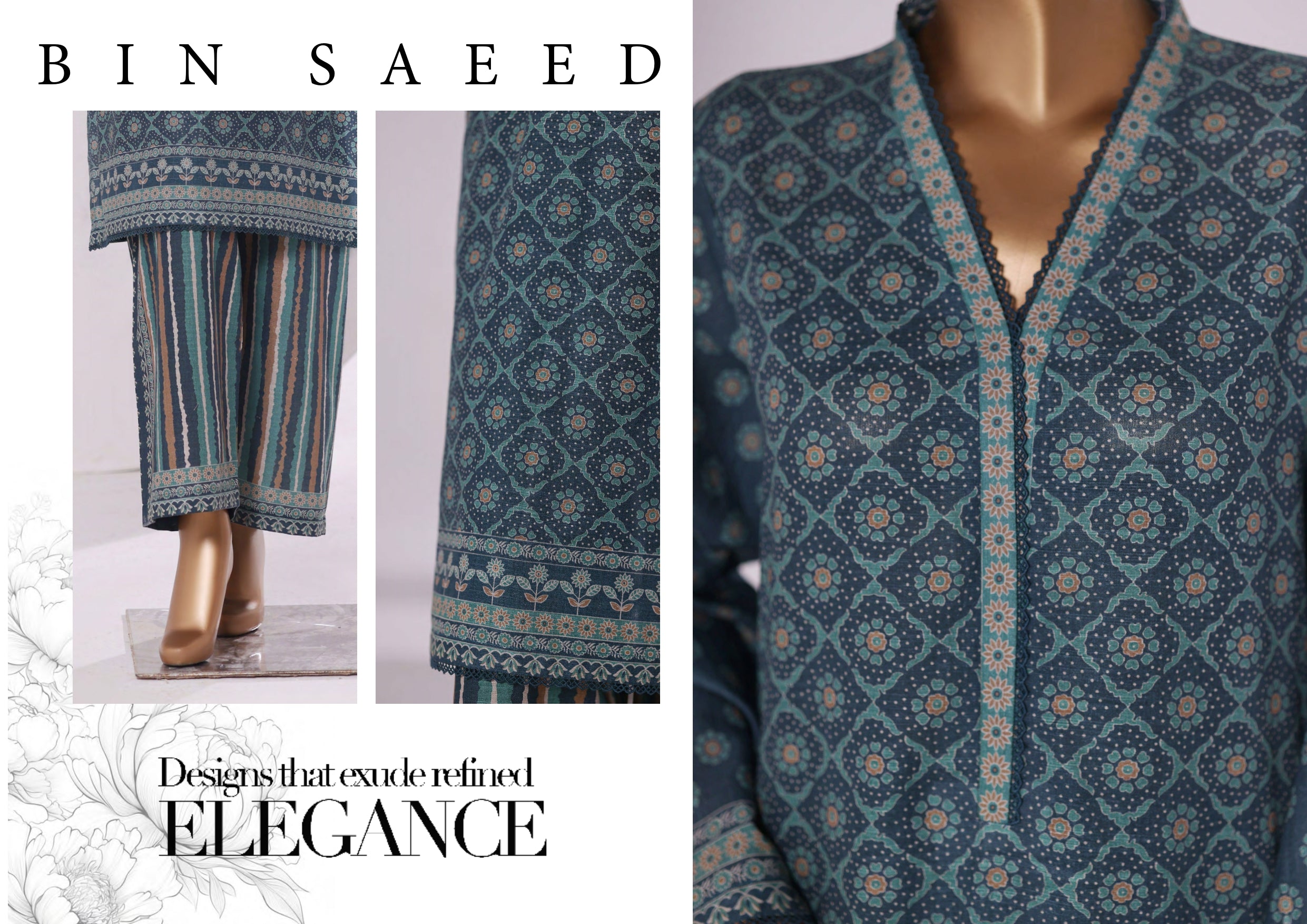 Binsaeed Khaddar 2 peace - ELEGANCE