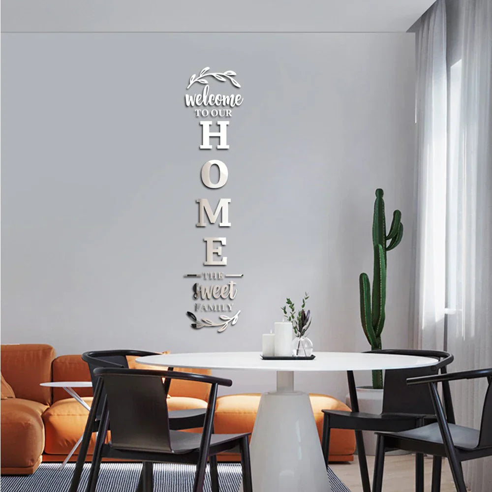 Home Family Logo 3D Mirror Wall Sticker