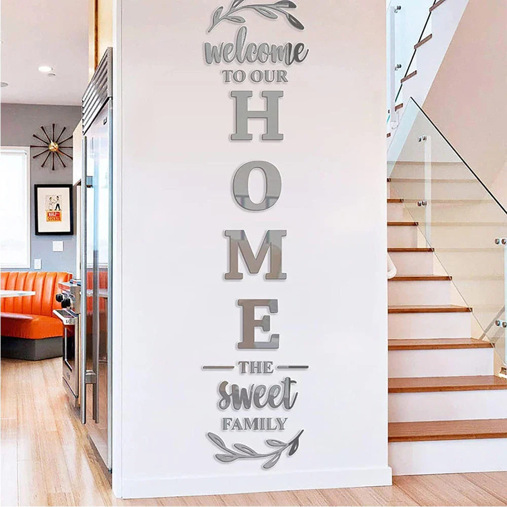 Home Family Logo 3D Mirror Wall Sticker