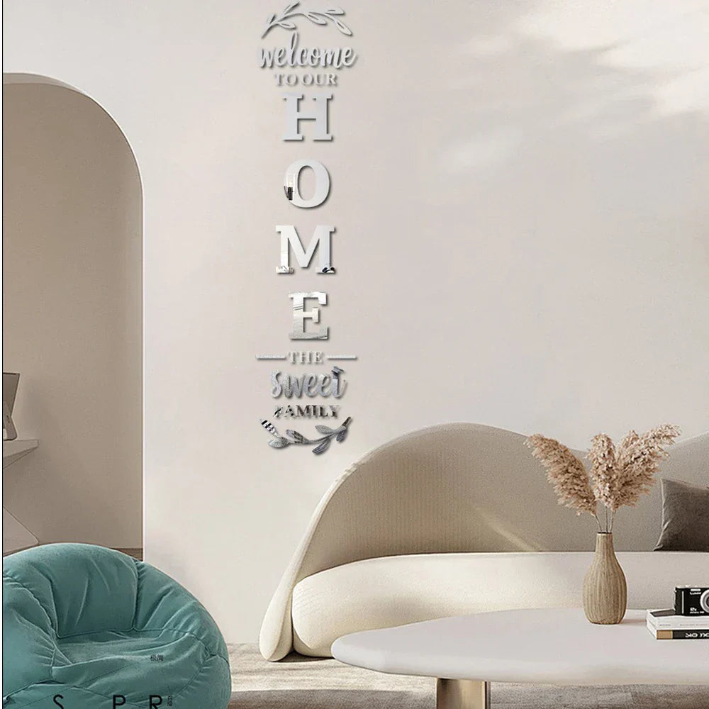 Home Family Logo 3D Mirror Wall Sticker