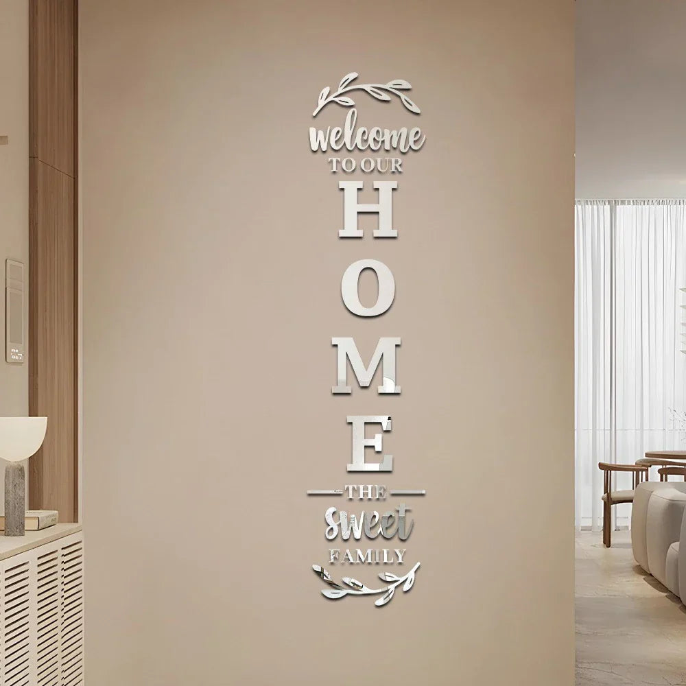 Home Family Logo 3D Mirror Wall Sticker