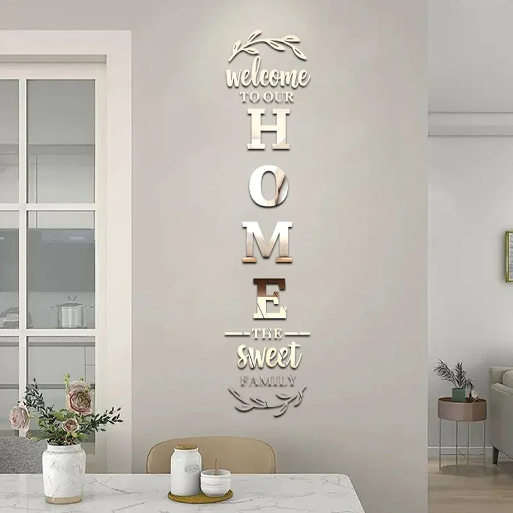 Home Family Logo 3D Mirror Wall Sticker